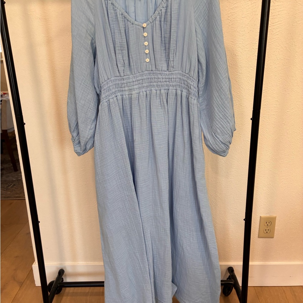 J. Crew Light Blue Long Sleeve Maxi Dress